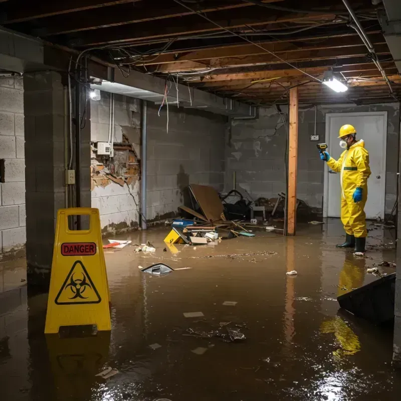 Flooded Basement Electrical Hazard in Raymore, MO Property